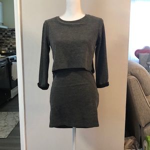 Dark gray body fitting mini dress